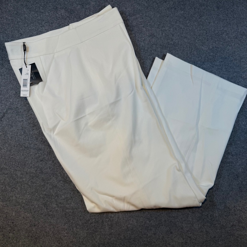 Tahari Womens White Wide Leg Dress Pants Trouser White Star THF5D010 Size 14 NEW